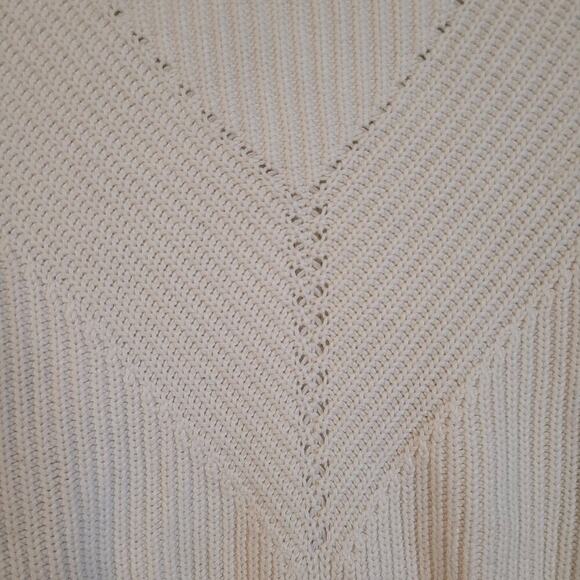Kendall & Kylie Oversize Cropped Sweater Women's S‎ White Ribbed Knit Round Neck - Picture 2 of 7